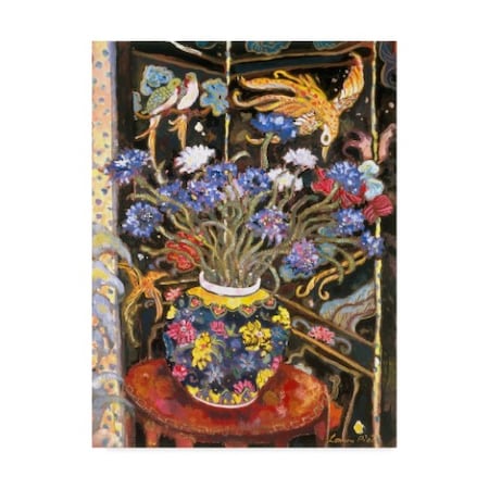 Lorraine Platt 'Cornflowers And Bird Screen' Canvas Art,24x32